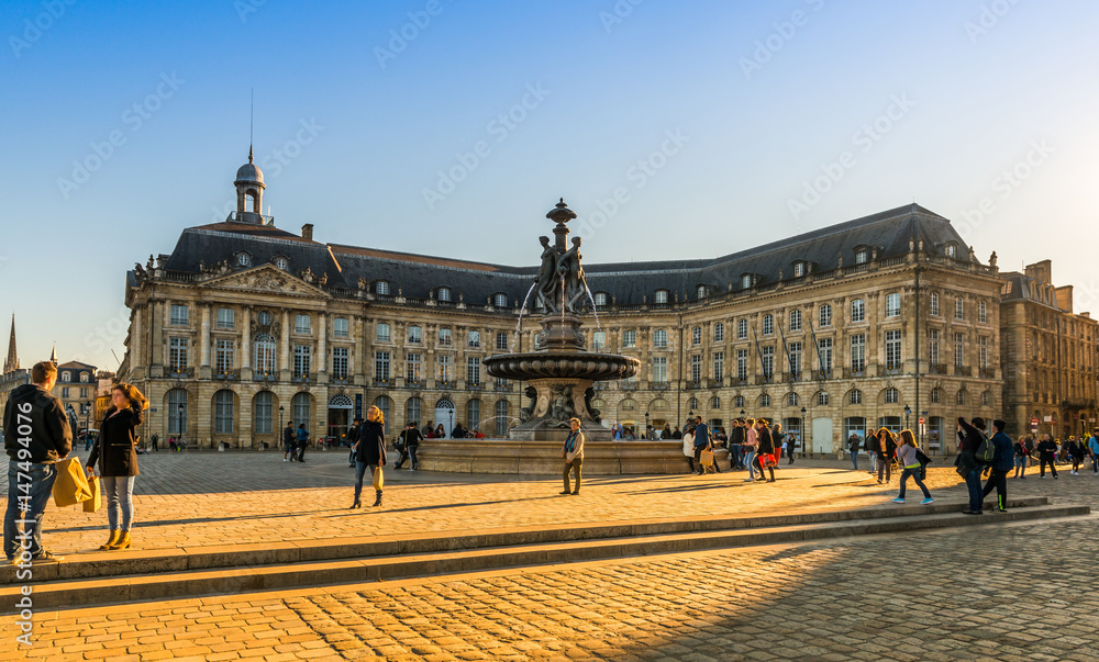 Place de la bourse à Bordeaux, Gironde, Nouvelle-Aquitaine, France