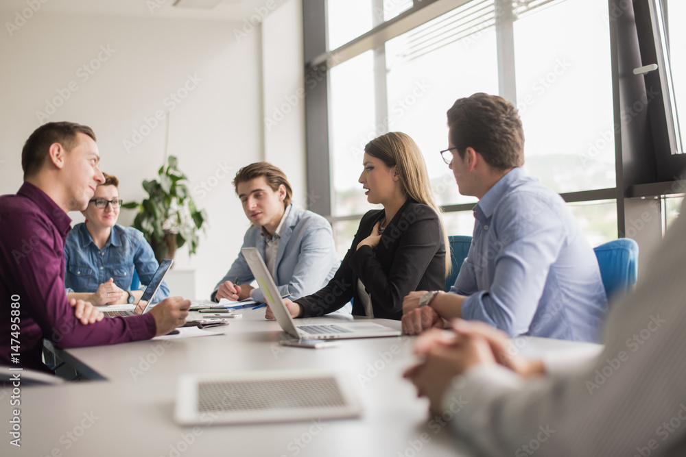 Business Team At A Meeting at modern office building