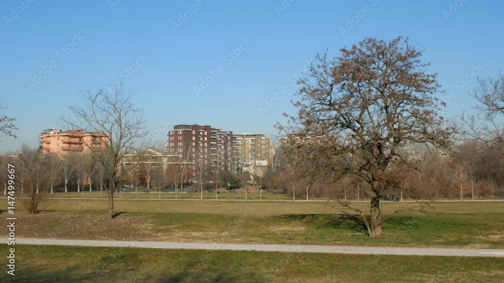 Residential buildings facing Parco Nord, a park created on an ex industrial area in the north of Milan, Italy. Residential buildings facing Parco Nord, a park created on an ex industrial area in the north of Milan, Italy.
