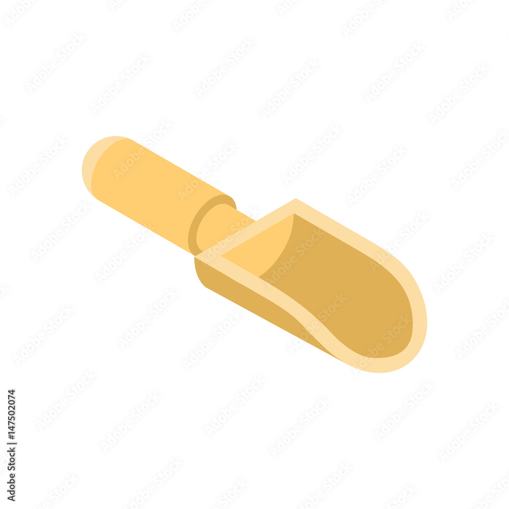 Wooden scoop for loose products isometry. Table spoon for eating Wooden scoop for loose products isometry. Table spoon for eating