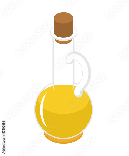Olive oil bottle isometry isolated on white background. Glass jar