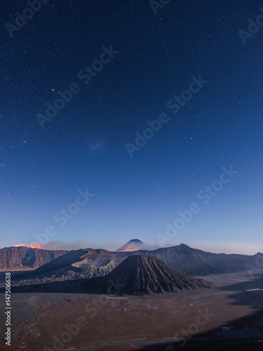 Beautiful Landscape of Volcano at night - Bromo Tengger Semeru National Park, Indonesia