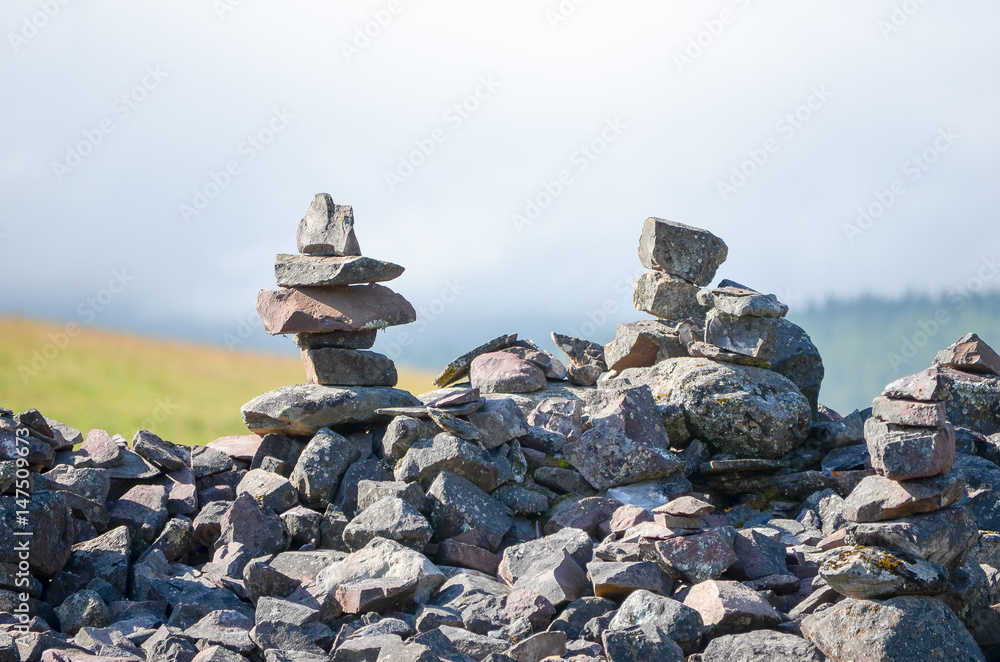 Two pyramids of desires from stones in the mountains. Two pyramids of desires from stones in the mountains.