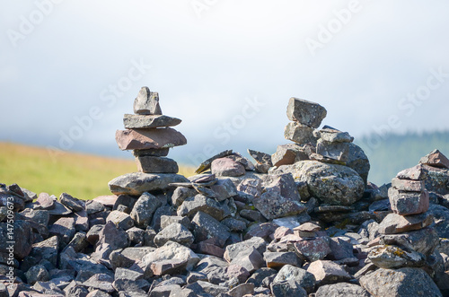 Two pyramids of desires from stones in the mountains.