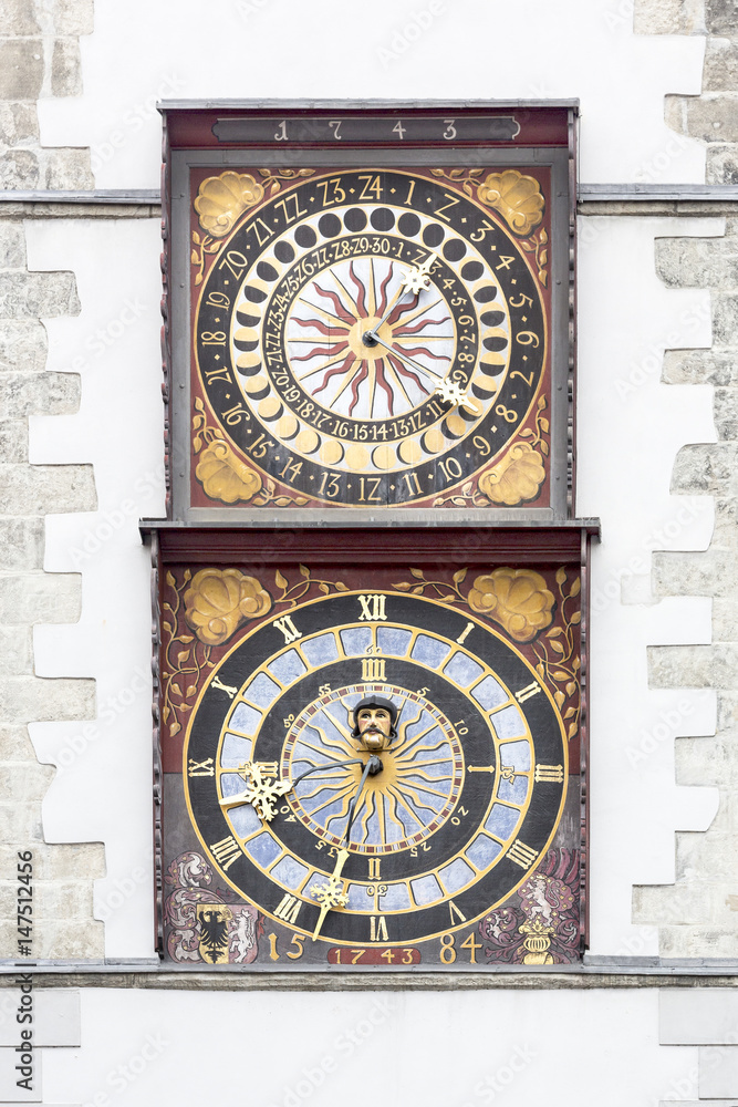 Obraz premium Uhr am Rathaus von Görlitz, Oberlausitz