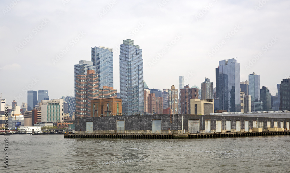 Manhattan view taken from Hudson river, USA