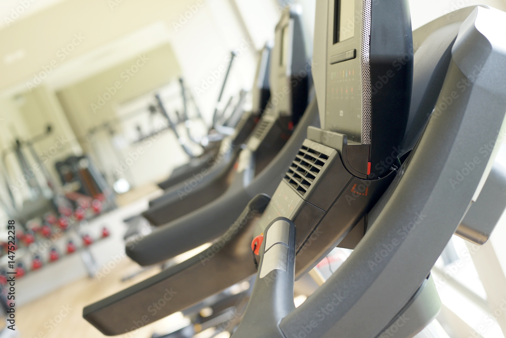 closeup of treadmill in fitness closeup of treadmill in fitness