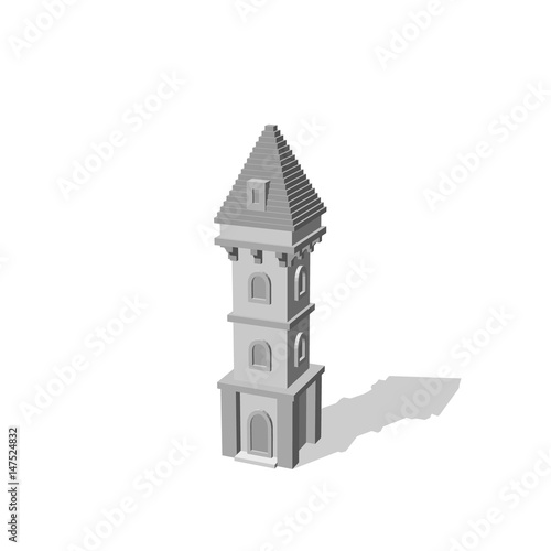 Castle tower. Isolated on w...
