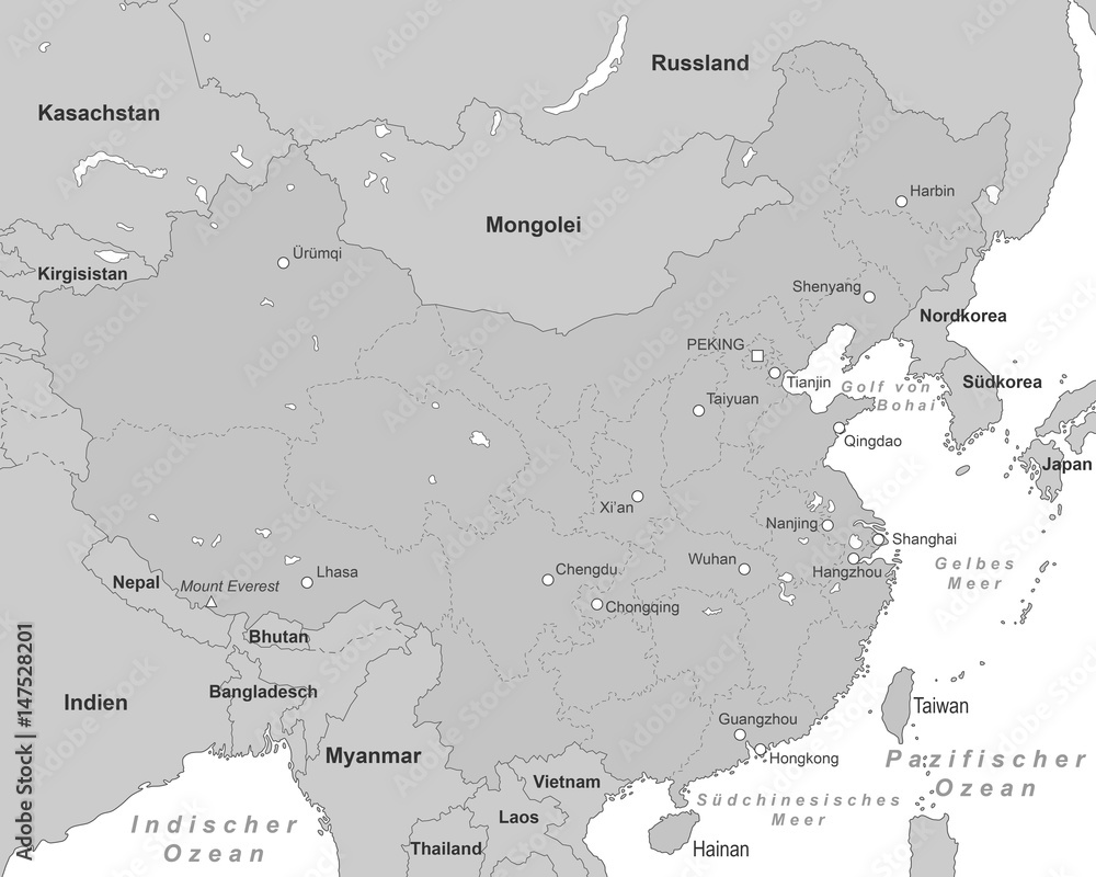 Obraz premium China Karte - Grau