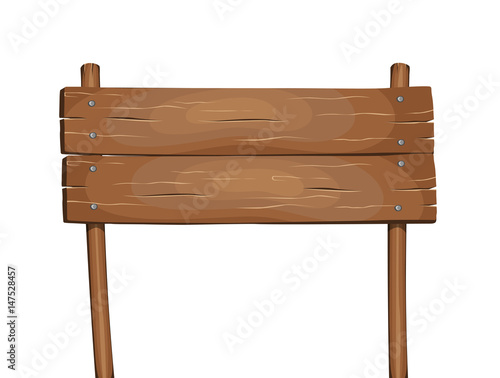 Blank cartoon wooden sign vector illustration