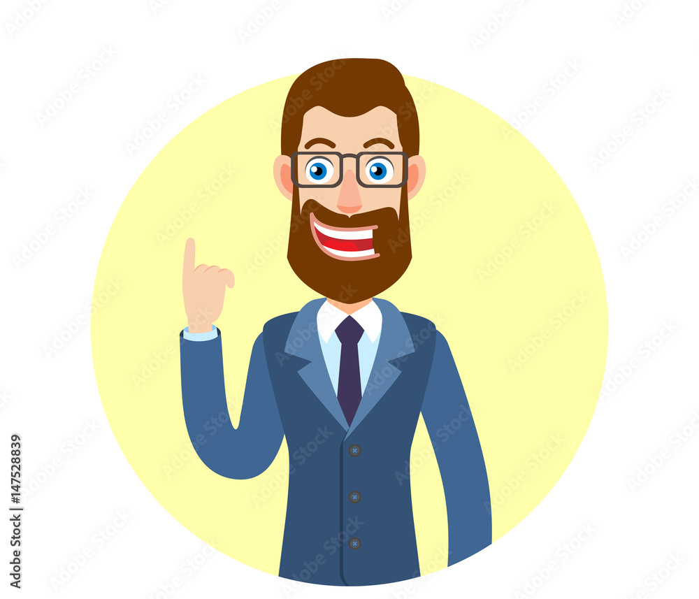 Hipster Businessman pointing up