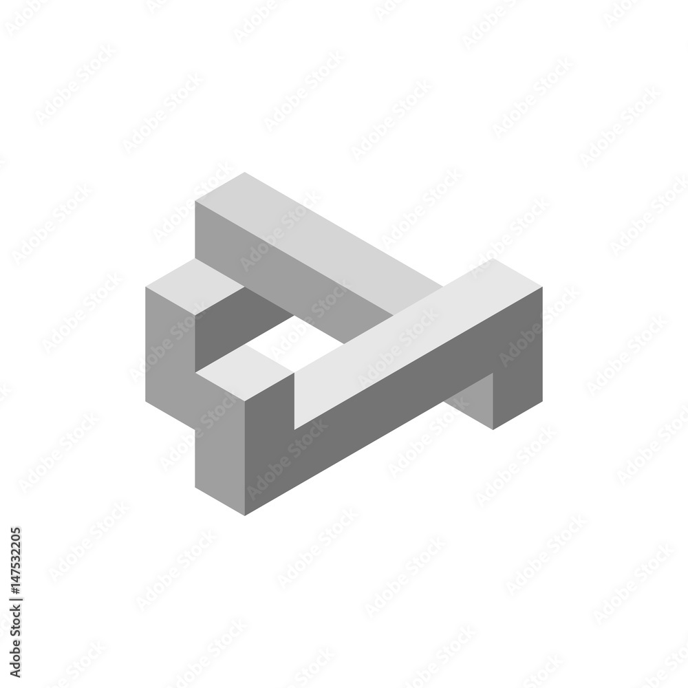 Impossible object. Isolated on white. 3d Vector illustration.Isometric view. Impossible object. Isolated on white. 3d Vector illustration.Isometric view.