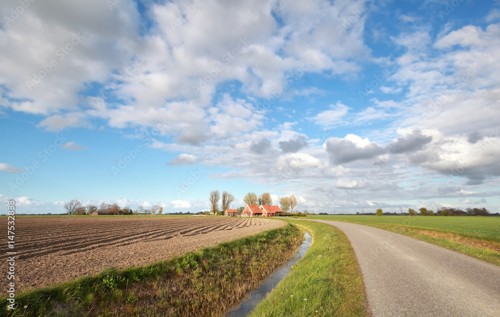 beautiful blue sky over Dutch farmland beautiful blue sky over Dutch farmland