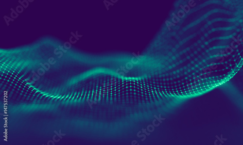 Abstract Blue Geometrical Particles on Purple Background . Connection structure. Science blue background. Futuristic Technology HUD Element . onnecting dots and lines . Big data and Business