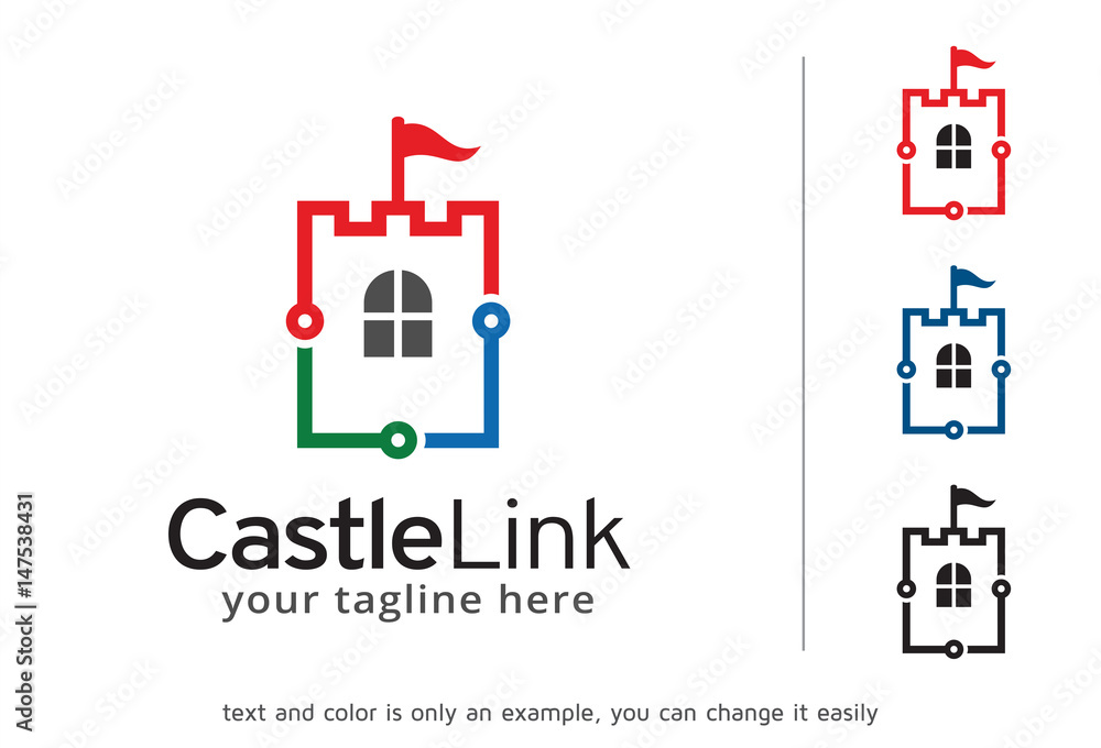 Castle Link Logo Template Design Vector, Emblem, Design Concept, Creative Symbol, Icon