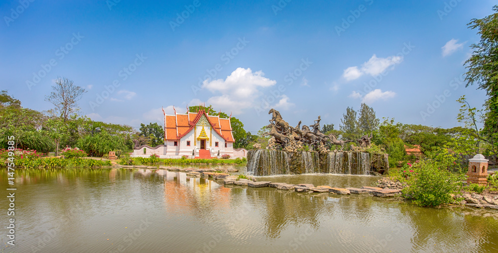 SAMUT PRAKAN, THAILAND, MARCH 2017 - The Wihan at Wat Phumin, Nan, Ancient City, Samut Prakan, Thailand, SAMUT PRAKAN, THAILAND, MARCH 2017 - The Wihan at Wat Phumin, Nan, Ancient City, Samut Prakan, Thailand,