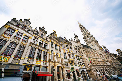 Ornate buildings on city street