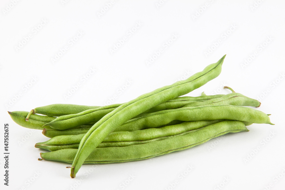 Green bean (Phaseolus vulgaris) isolated in white background Green bean (Phaseolus vulgaris) isolated in white background