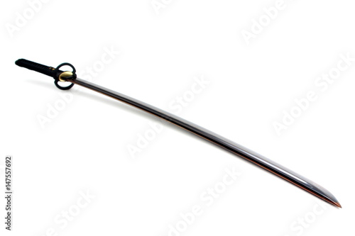 Full Japanese sword on white background