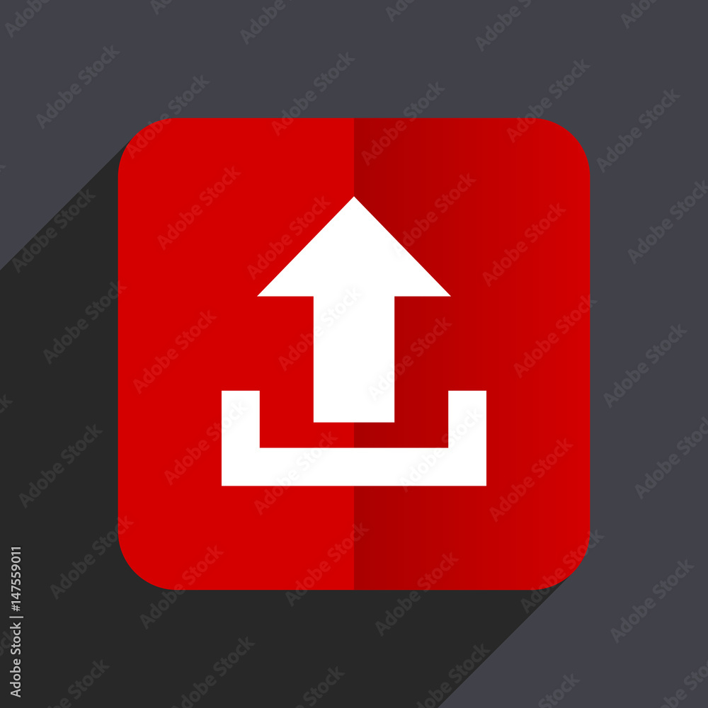Upload flat design white and red vector web icon on gray background with shadow in eps10. Upload flat design white and red vector web icon on gray background with shadow in eps10.