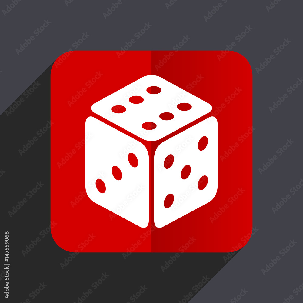 Game flat design white and red vector web icon on gray background with shadow in eps10. Game flat design white and red vector web icon on gray background with shadow in eps10.