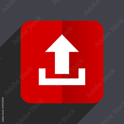 Free Download Upload flat design white and red vector web icon on gray background with shadow in eps10. - GFXLoad