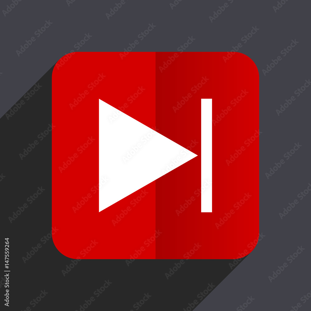 Next flat design white and red vector web icon on gray background with shadow in eps10. Next flat design white and red vector web icon on gray background with shadow in eps10.