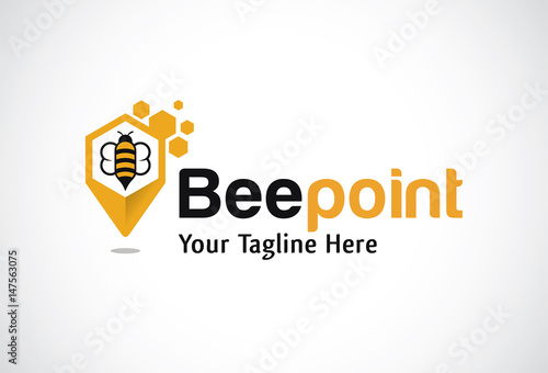 Bee Point Logo Template Design Vector, Emblem, Design Concept, Creative Symbol, Icon
