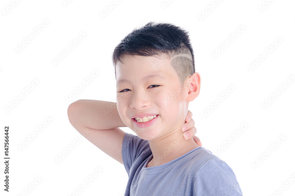 Young asian boy smiling over white background Young asian boy smiling over white background