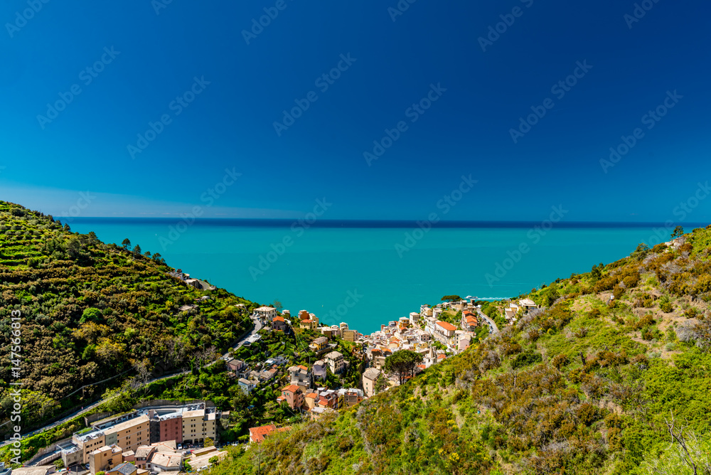 Panorama of the five lands in liguria italy