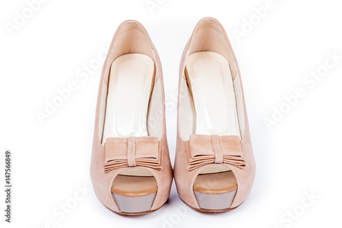 brown shoe woman isolated on a white background