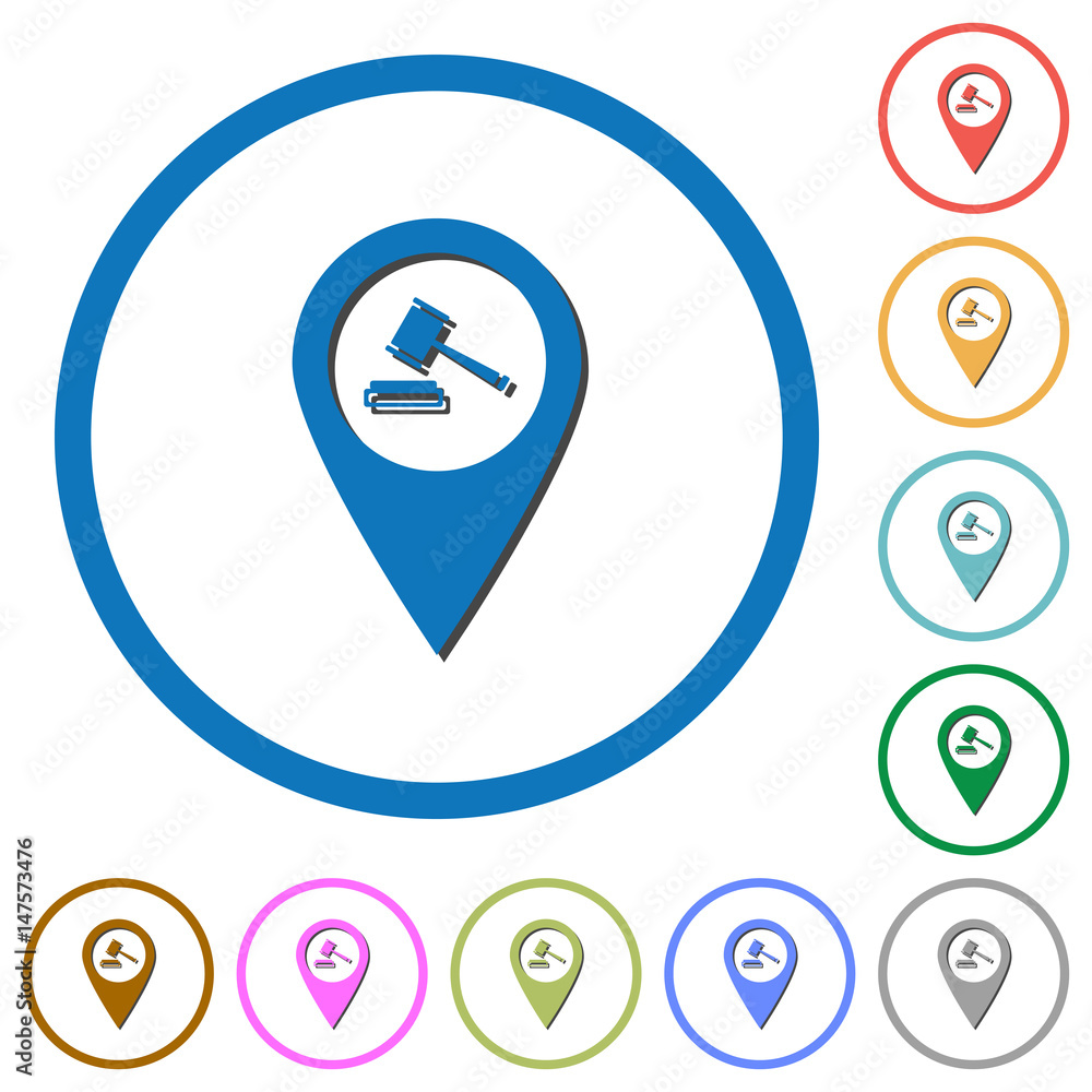 Court house GPS map location icons with shadows and outlines Court house GPS map location icons with shadows and outlines