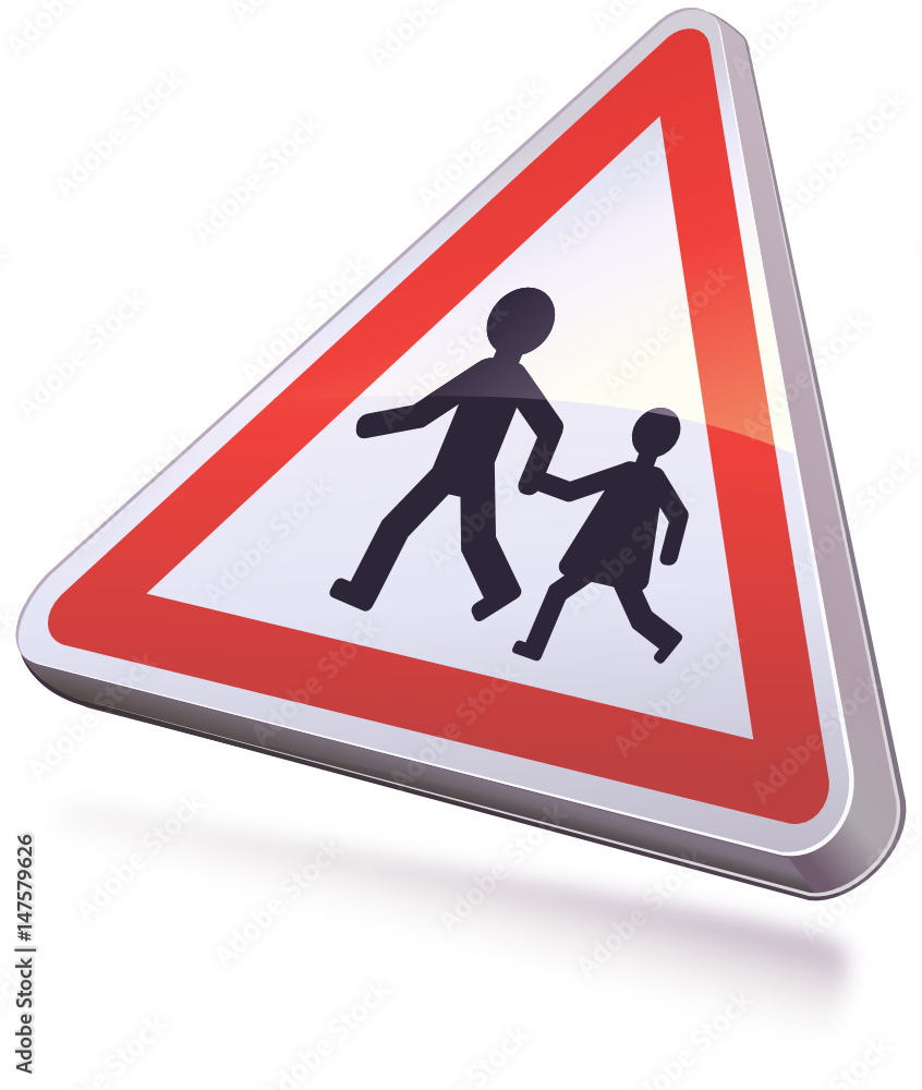 Panneau de danger fréquentation par les enfants 3D Panneau de danger fréquentation par les enfants 3D