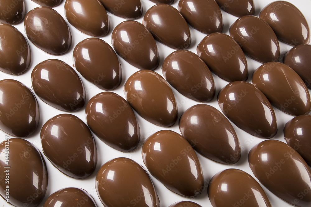 Several easter eggs in the chocolate factory Several easter eggs in the chocolate factory
