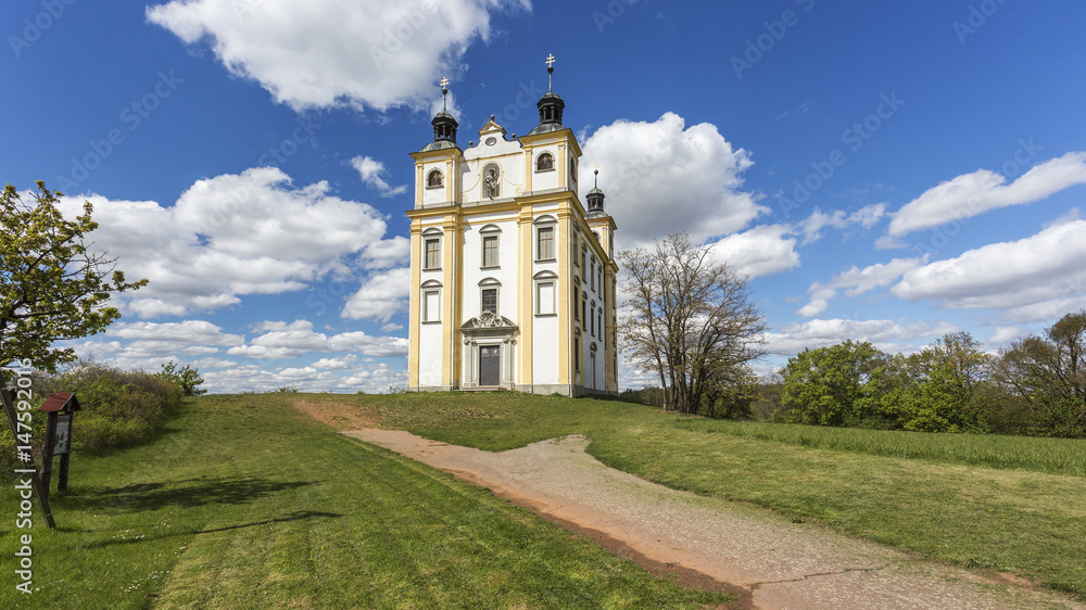 Moravsky Krumlov, Chapel of St. Florian. spring landscape. Southern Moravia, Czech Republic