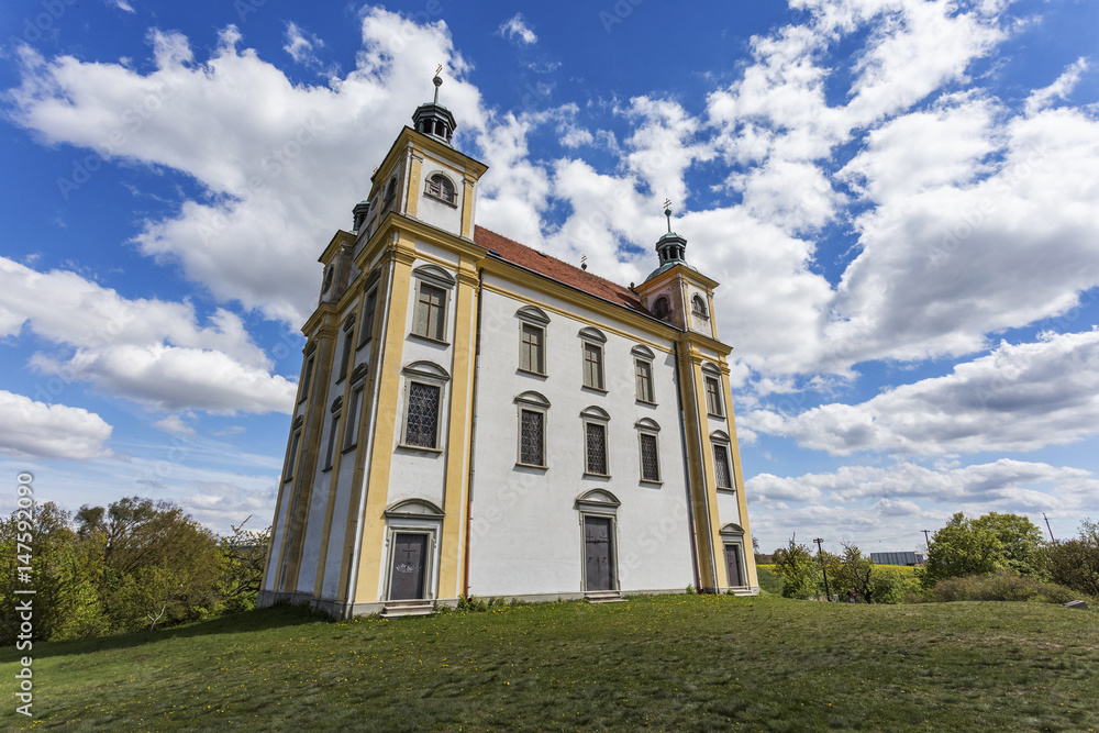 Fototapeta premium Moravsky Krumlov, Chapel of St. Florian. spring landscape. Southern Moravia, Czech Republic