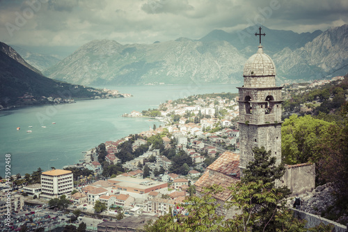 Kotor, Montenegro. Bay of Kotor bay is one of the most beautiful places on Adriatic Sea, it boasts the preserved Venetian fortress, old tiny villages, medieval towns and scenic mountains.