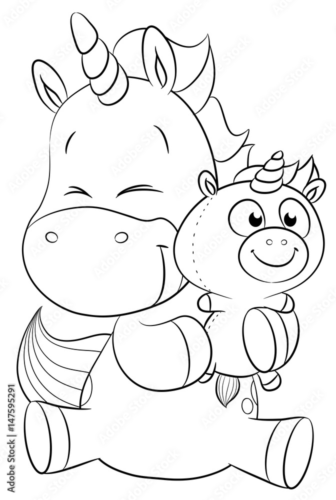 Niedliches Einhorn mit Kuscheltier Vektor Illustration Niedliches Einhorn mit Kuscheltier Vektor Illustration