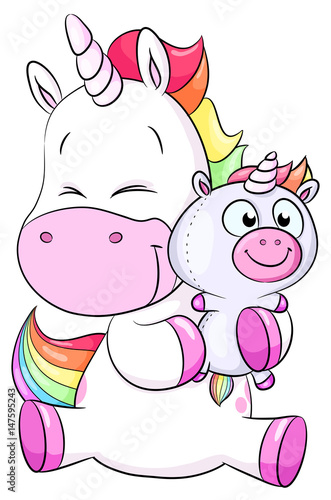 Niedliches Einhorn mit Kuscheltier Vektor Illustration