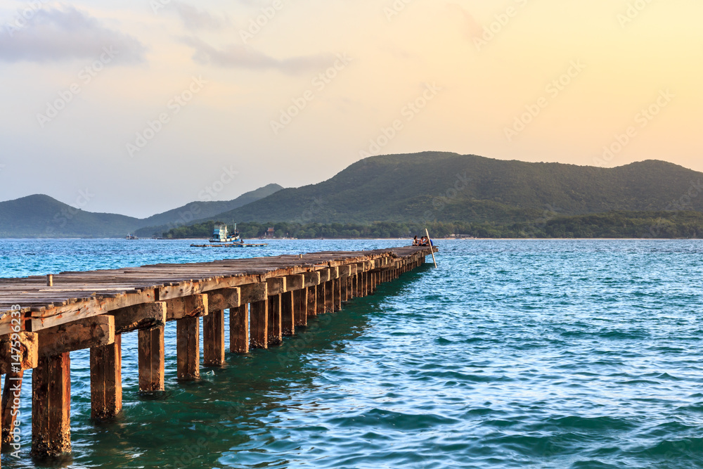 Landscape of Wooded bridge pier