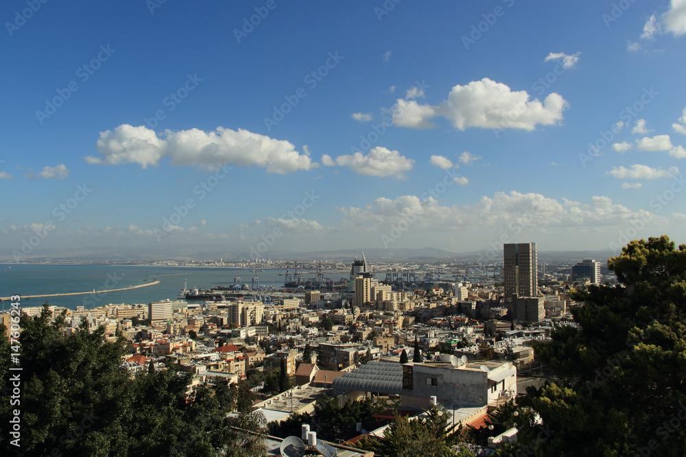 Haifa city view from Carmel mount