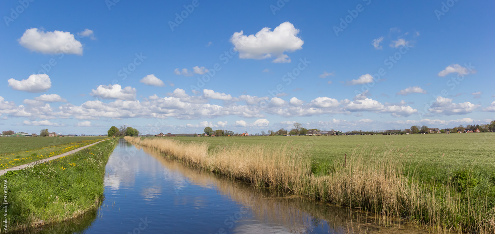 Panorama of a river in the dutch landscape