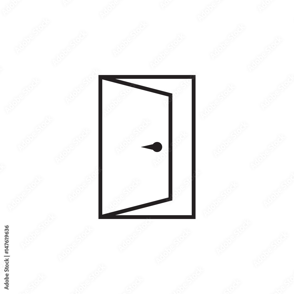 Door vector icon in line style. Exit icon. Open door illustration. Door vector icon in line style. Exit icon. Open door illustration.