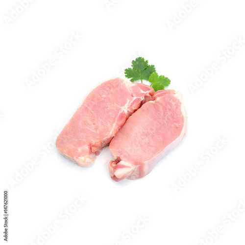 Crude meat on a white backgrounds Cutting pork isolate on white background