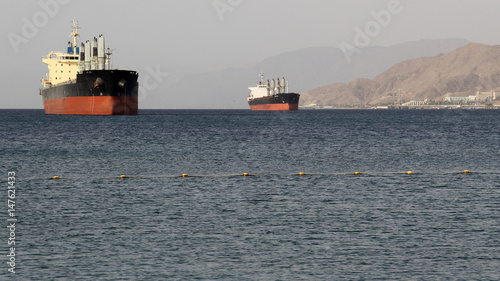 Eilat Israel 2017, big bulk carriers sailing