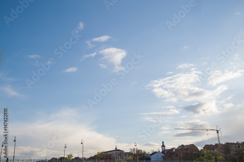 Beautiful blue sky with silhouette of Ukrainian castle
