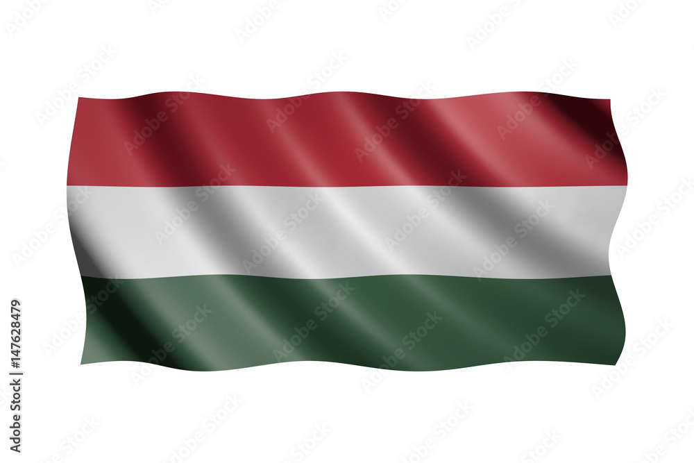 Flag of Hungary isolated on white, 3d illustration