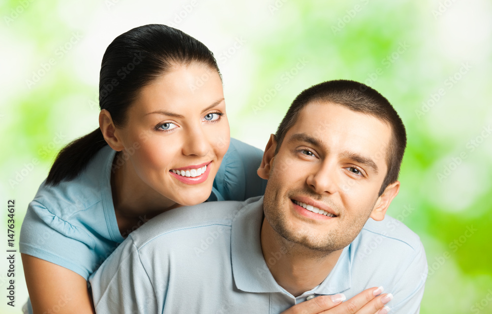 Portrait of happy couple, outdoors Portrait of happy couple, outdoors