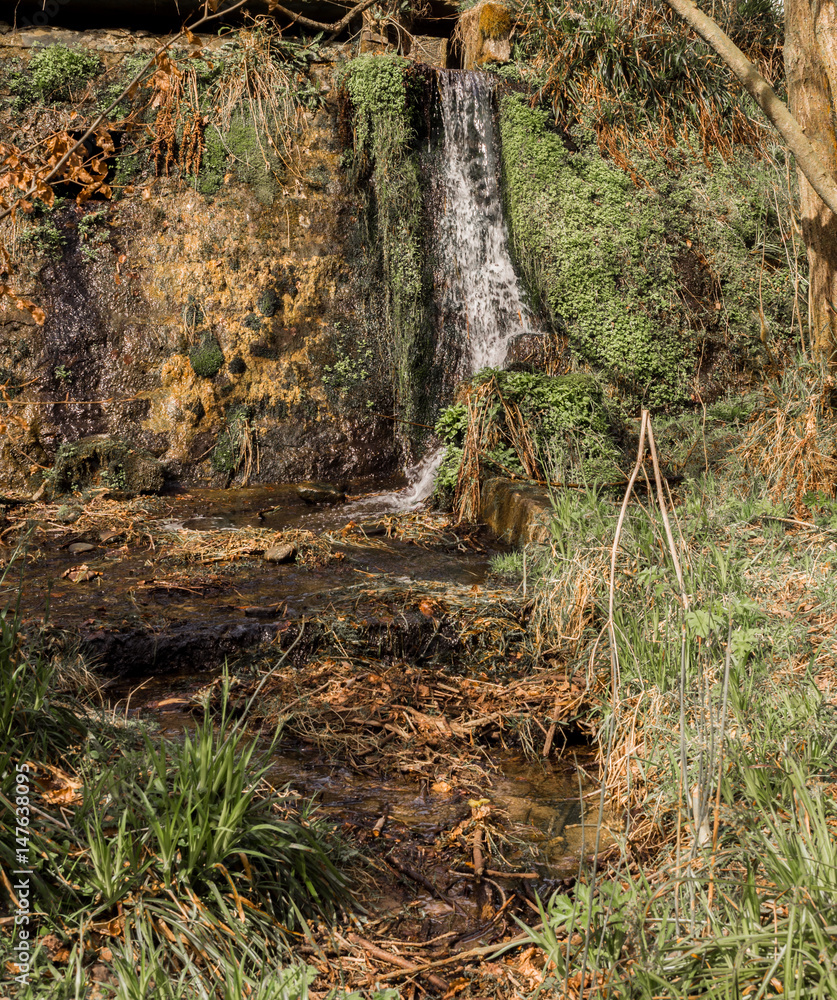 Waterfalls in early spring at Hardcastle Crags, Hebden Bridge, Yorkshire, UK