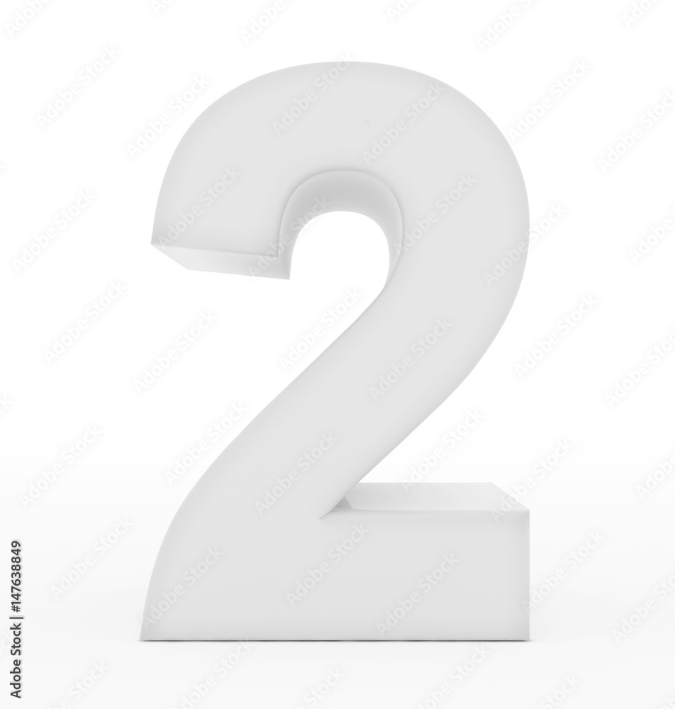 number 2 3d white isolated on white number 2 3d white isolated on white